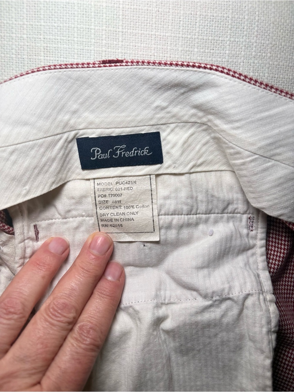 Paul Frederick 100% Cotton Pink Micro Check Pants Men’s Coastal Preppy Casual - Picture 3 of 8